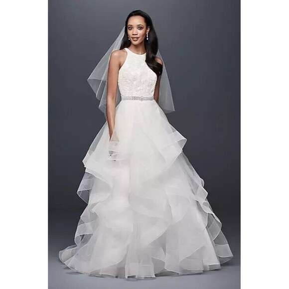 Davids Bridal Wedding Brand New Never Worn Dress Size 4 Stock No Customizations - Picture 1 of 6